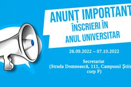 Anunț important - Înscrieri în anul universitar 2024/2025